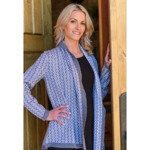 Neve Womens LISA Open Front Cardigan Merino Wool Blend Sweater Sz Medium Gray